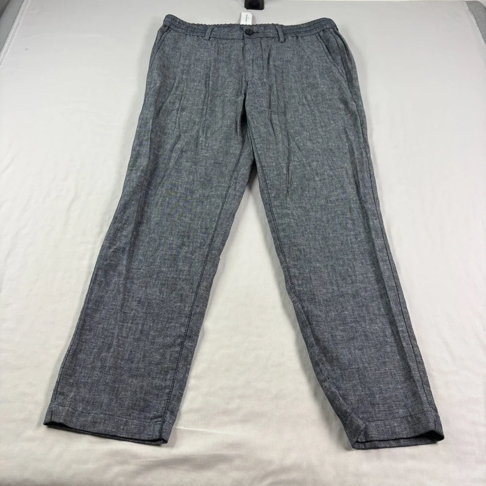 Banana Republic Linen Pants Mens 34x32 (Fits 34x28) Blue Chino Athletic Fit NEW